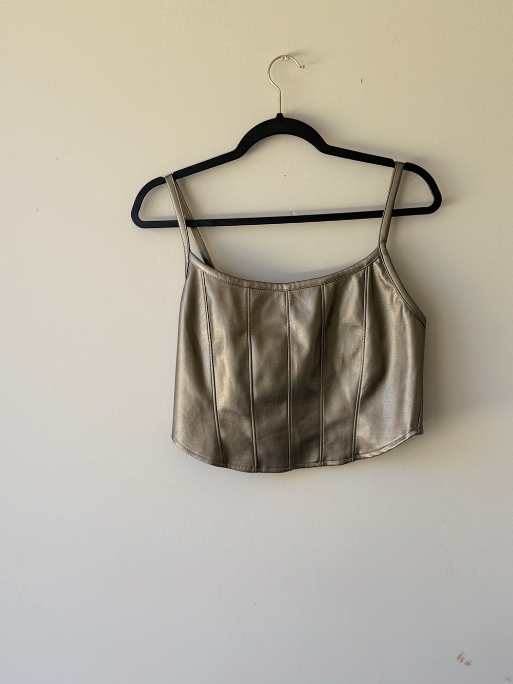 Sleek Metallic Gold Faux Leather Cami